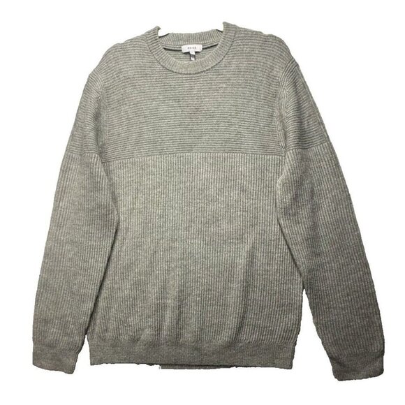REISS Marcus Crew Neck Ribbed Jumper Top in Sage Sz XL Men's Wool Alpaca Sweater - Picture 3 of 11